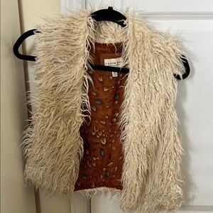 70’s Style Cream Faux Fur Vest